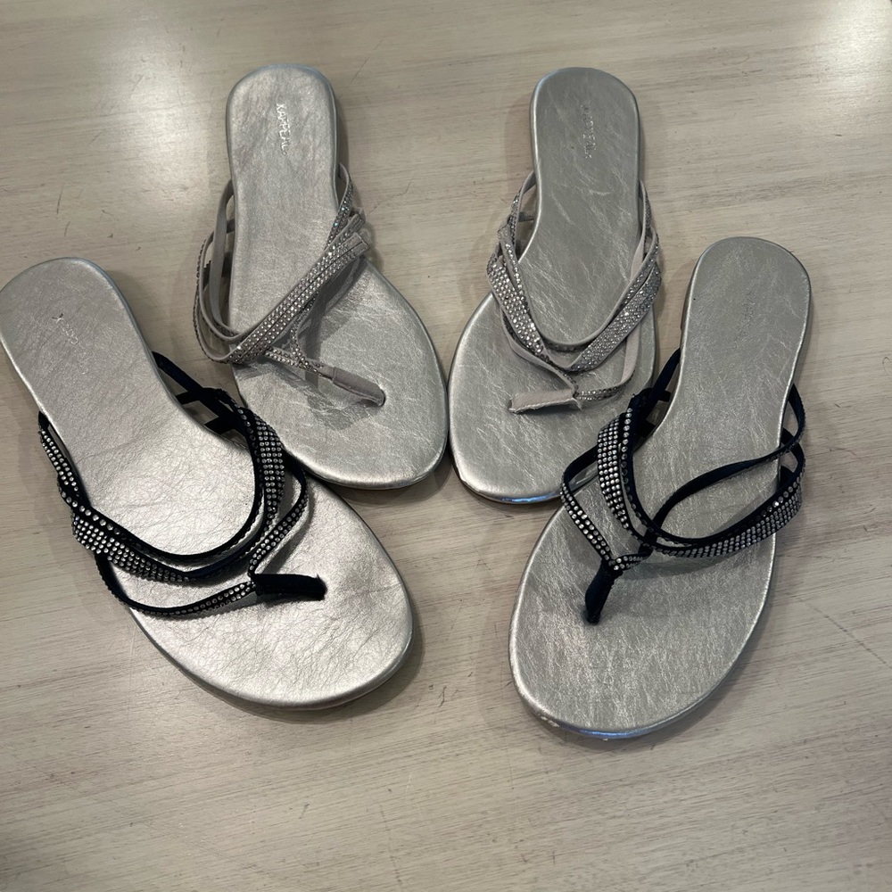 Xappeal Chloe rhinestone sandals size 11 navy silver 2 pairs